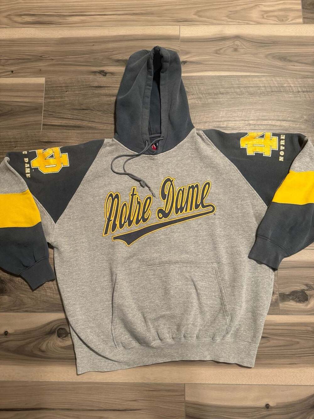Vintage Galt Sand Notre Dame Fighting Irish Raglan Hoodie Large Logo